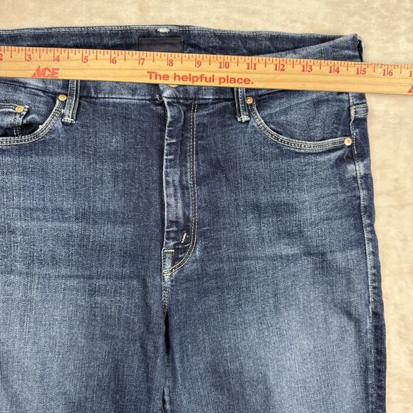 Mother High Waisted Looker Ankle Fray Jeans Size 28 On The Edge Dark Wash - Picture 9 of 11